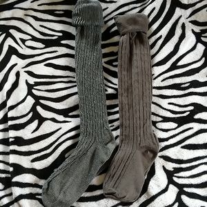 2 pair of grey thigh high over the knee socks